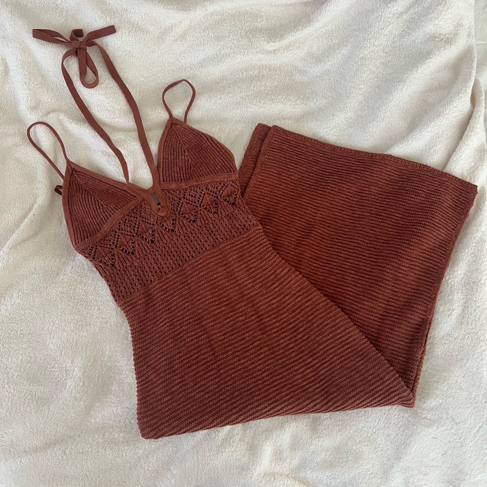 Abercrombie & Fitch Brown Knit Halter Dress